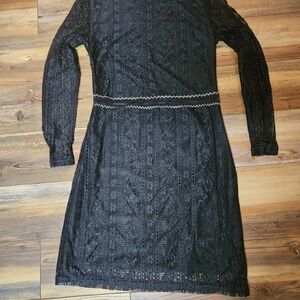 Chic Long Sleeve Black Lace Dress